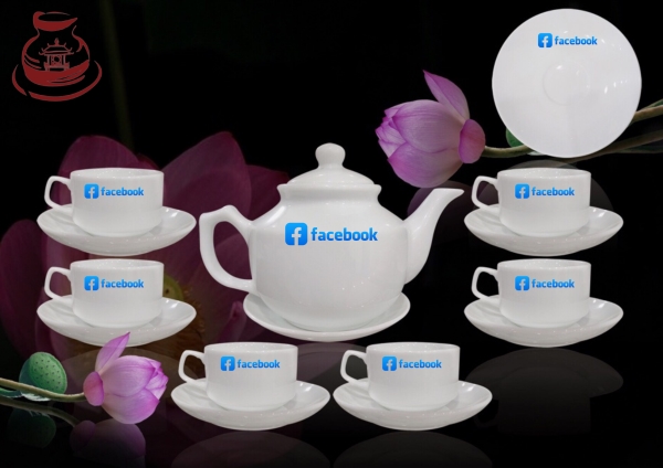 Ceramic tea set with logo printed